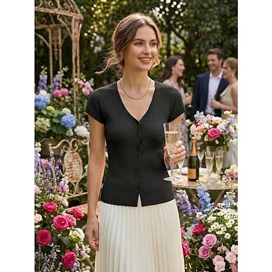 Solid Color V-Neck Elastic Casual Cardigan Sweater Autumn Women's Fall Open Front Cardigan