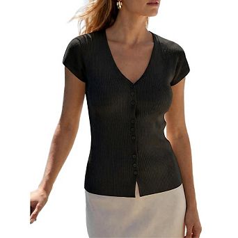 Solid Color V-Neck Elastic Casual Cardigan Sweater Autumn Women's Fall Open Front Cardigan