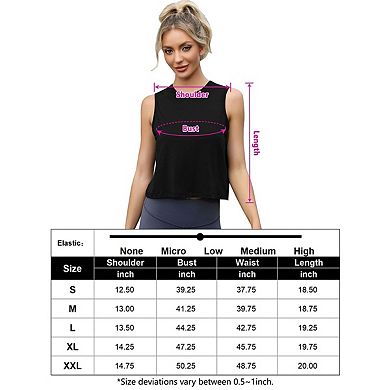 Blueming Women's Sleeveless Crew Neck Cropped Casual Athletic Top