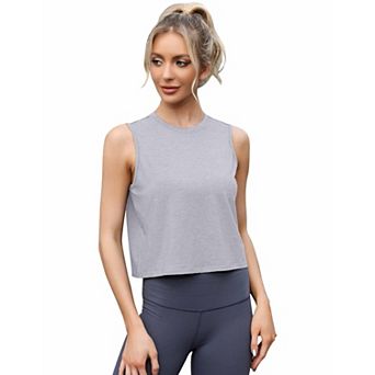 Blueming Women's Sleeveless Crew Neck Cropped Casual Athletic Top