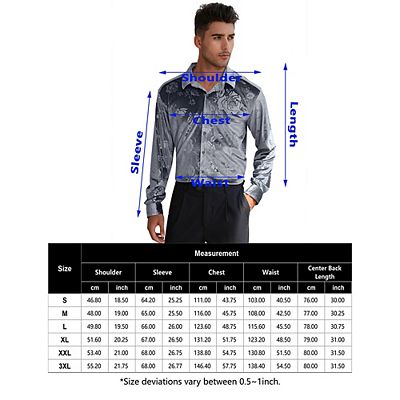 what size is 3xl in men's dress shirts Zylanna Men's Formal Dress Shirts, Long Sleeve Button Solid Business Turn Down Collar Shirts Dark Gray Size 3XL