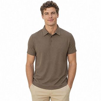 Men's Quick Dry Waffle Knit Short Sleeve Polo T-Shirt Classic Collar Business Casual Golf Tee