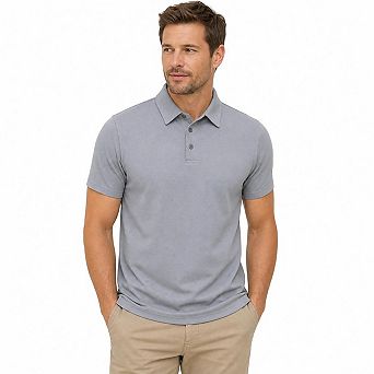 Men's Quick Dry Waffle Knit Short Sleeve Polo T-Shirt Classic Collar Business Casual Golf Tee