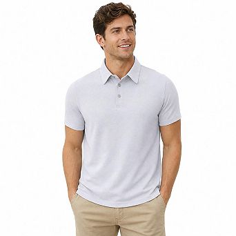 Men's Quick Dry Waffle Knit Short Sleeve Polo T-Shirt Classic Collar Business Casual Golf Tee