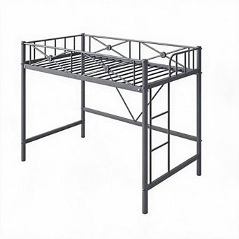 Metal Loft Bed Twin Size, Modern Heavy Duty Loftbeds with Safety Guard Rails & Space-Saving Design