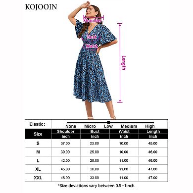 Women's Wrap Tiered Midi Dress with Flutter Sleeves