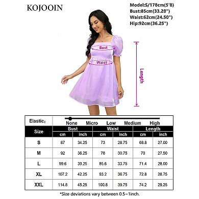 Women's Shiny Organza Puff Sleeve Mini Dress