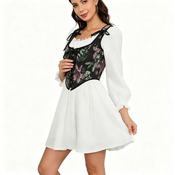 Women's Printed Lace Up Corset Crop Top