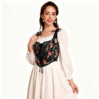 Women's Printed Lace Up Corset Crop Top