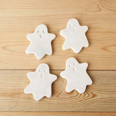 White Marble Ghost Coasters - Set of 4