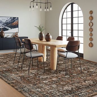 lxt-Vintage Area Rug Machine Washable Rug Throw Carpet Non-Slip Backing Folding Carpet