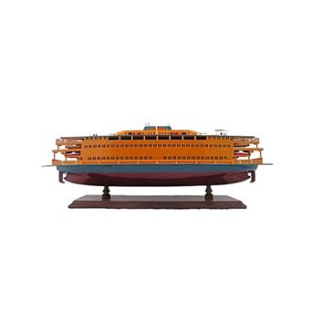 HomeRoots 11" Maroon Staten Island Ferry Boat Hand Painted Decorative Boat
