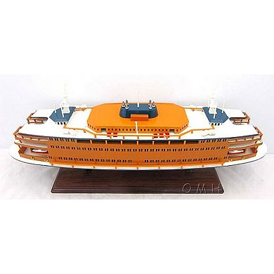 HomeRoots 11" Maroon Staten Island Ferry Boat Hand Painted Decorative Boat