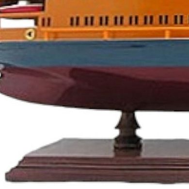 HomeRoots 11" Maroon Staten Island Ferry Boat Hand Painted Decorative Boat