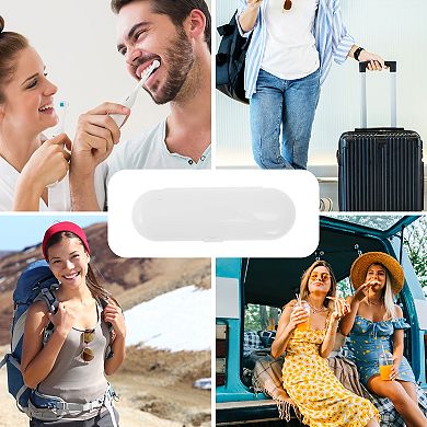 1Pc Glossy Electric Toothbrush Travel Case White