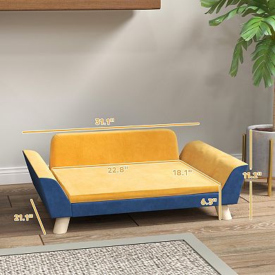 Elevated Dog Sofa Bed with Washable Cushion Cover for Small Dogs
