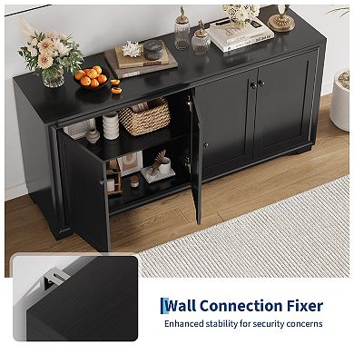 60" Buffet Cabinet with Storage 4 Doors Sideboard with Adjustable Shelves,Modern Coffee Bar Console