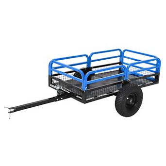 1500 Lbs Heavy Duty Steel Dump Cart 15 Cu Ft Garden Utility Trailer with Removable Sides