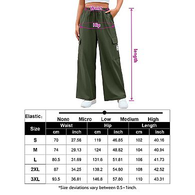 Women's Pants Lightweight Wide Leg Cargo Scrub Pants with Pockets Drawstring Pull on Jogger Bottoms