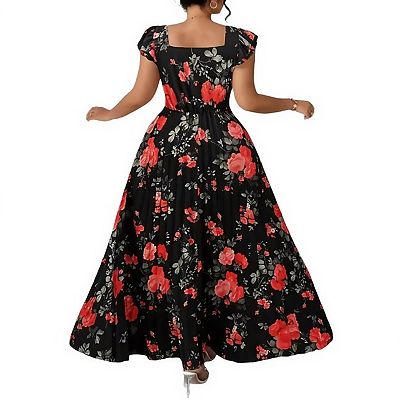 plus size dress for summer wedding guest SCOMCHIC Womens Formal Lace Wrap V Neck High Low Short Sleeve Cocktail Maxi Dresses XL-4XL Black : Clothing, Shoes & Jewelry and outdoor celebrations. Plus Size Floral Maxi Pleated