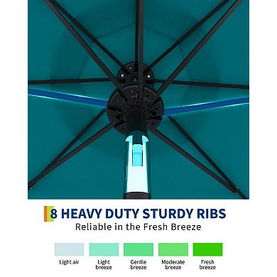 ANIXOL 9ft Solar LED Patio Umbrella, 32 Lights, Tilt and Crank, for Garden, Pool, Deck