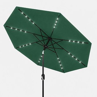 ANIXOL 9ft Solar LED Patio Umbrella, 32 Lights, Tilt and Crank, for Garden, Pool, Deck