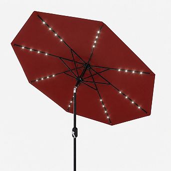 ANIXOL 9ft Solar LED Patio Umbrella, 32 Lights, Tilt and Crank, for Garden, Pool, Deck