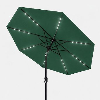 ANIXOL 9ft Solar LED Patio Umbrella, 32 Lights, Tilt and Crank, for Garden, Pool, Deck
