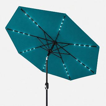ANIXOL 9ft Solar LED Patio Umbrella, 32 Lights, Tilt and Crank, for Garden, Pool, Deck