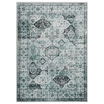 Area Rug for Living Room Machine Washable Vintage Distressed Floor Carpet Floral Rug Foldable Rug