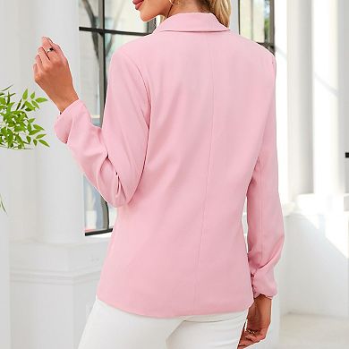 Women's Shawl Collar Blazer Long Sleeve Casual Office Suit Jacket with Pockets