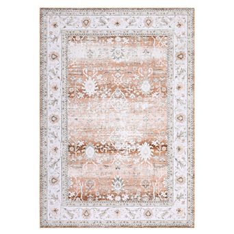 Vintage Distressed Area Rug - Washable, Lightweight, Non-Slip Runner - Collapsible Indoor Floor Mat