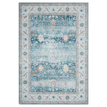 Vintage Distressed Area Rug - Washable, Lightweight, Non-Slip Runner - Collapsible Indoor Floor Mat
