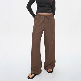 Womens Palazzo Pants Fashion Drawstring High Waisted Wide Leg Flowy Straight Trousers with Pockets
