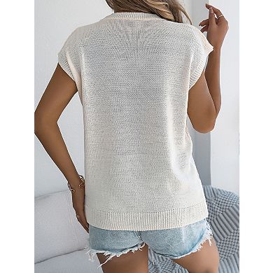 Women's Sleeveless Crew Neck Pullover Knit Sweater