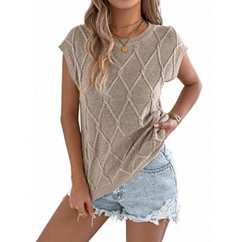 Women's Sleeveless Crew Neck Pullover Knit Sweater