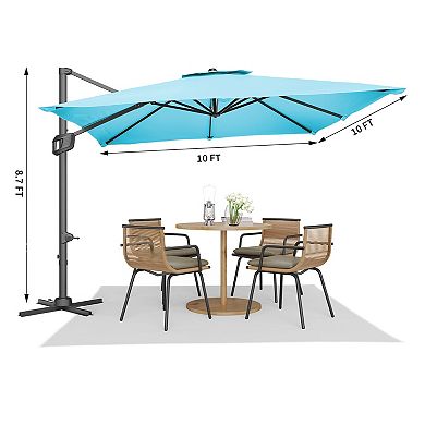 Heavy Duty 10x10FT Square Cantilever Patio Umbrella