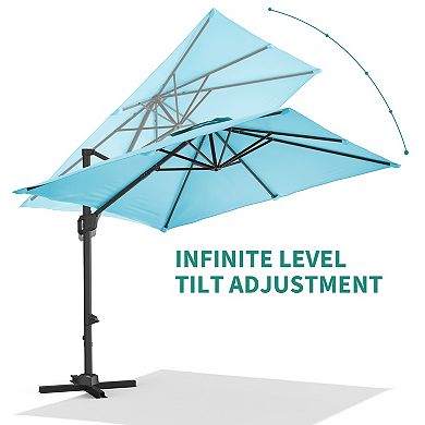 Heavy Duty 10x10FT Square Cantilever Patio Umbrella