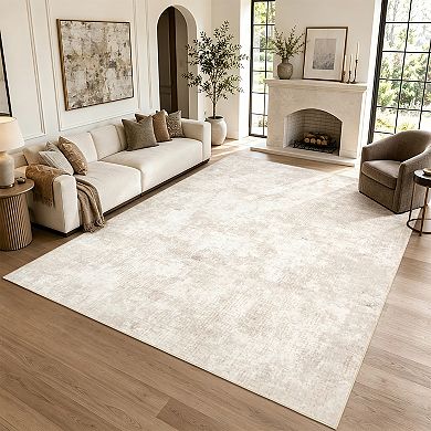 Modern Abstract Machine Washable Area Rug Soft Non-Slip Low-Pile Kids & Pet Friendly Carpet