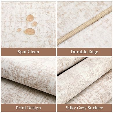 Modern Abstract Machine Washable Area Rug Soft Non-Slip Low-Pile Kids & Pet Friendly Carpet