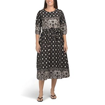 Printed Border Midi Dress