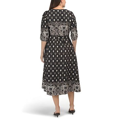 Printed Border Midi Dress