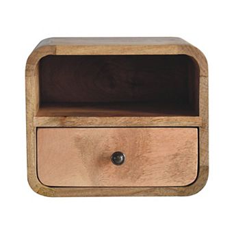 HomeRoots 12" Oak Solid Wood One Drawer Floating Nightstand