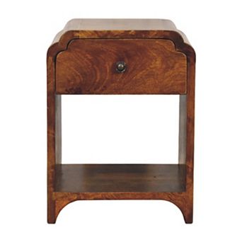 HomeRoots 16" Chestnut Solid Wood One Drawer Scallop Edge Nightstand