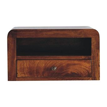 HomeRoots 18" Chestnut Solid Wood One Drawer Floating Nightstand
