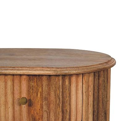 HomeRoots 20" Natural Solid Wood Oval Ribbed Texture Two Drawer Nightstand