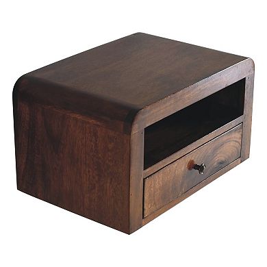 HomeRoots 18" Chestnut Solid Wood One Drawer Floating Nightstand