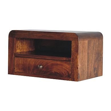 HomeRoots 18" Chestnut Solid Wood One Drawer Floating Nightstand