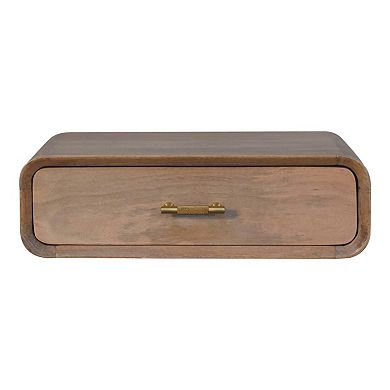HomeRoots 20" Brown Solid Wood One Drawer Floating Nightstand