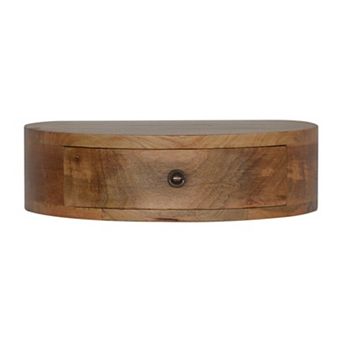 HomeRoots 16" Brown Solid Wood Round One Drawer Floating Nightstand